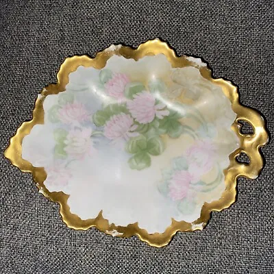 Antique Moritz Zdekauer MZ Austria Floral Porcelain Scalloped Candy Dish • $11.99