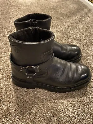 Skechers VTG 90s Y2K  Leather Platform Chunky Buckle Moto Mens 10.5 Boots • $84.99