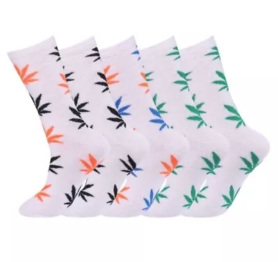 Mens Cannabis Leaf Style Cotton Cushioned Sports Trainer Socks Work  6-11 Lot • £4.79