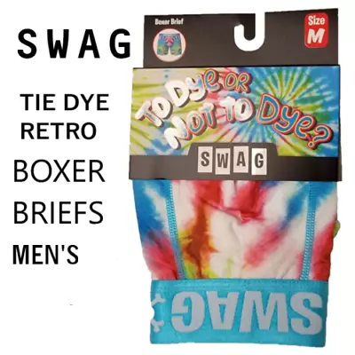 SWAG Boxer Brief TIE DYE Mens MEDIUM 30 - 31 BLUE RETRO 60s 70s Retro Hippy NWT • $11.23