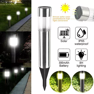 Solar Lamp Post Bollard Solar LED Path Lights Outdoor Garden Waterproof Lights • £19.99