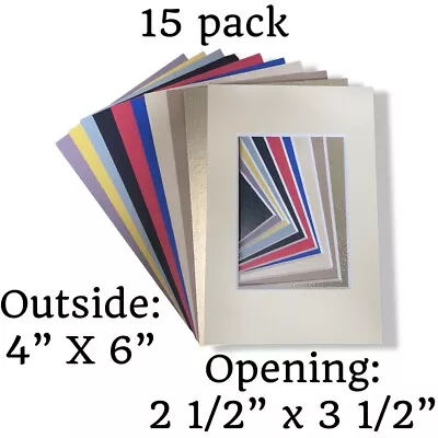 CR Framing Pack Of 15 4  X 6  Mix Colors Picture Mats For 2 1/2  X 3 1/2  • $13.99