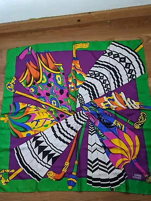 Gianni Versace Multi-Color Umbrella Print Silk Scarf 34  • $107.96