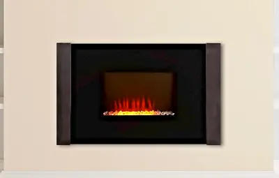 Beldray Pollensa Fire Heater 2kW Electric Wall Hung Fireplace Glass Heater-Black • £69.95