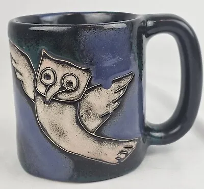 Mara Mexico Stoneware Pottery Owl Butterfly Blue Coffee Cup Mug  • $13.49