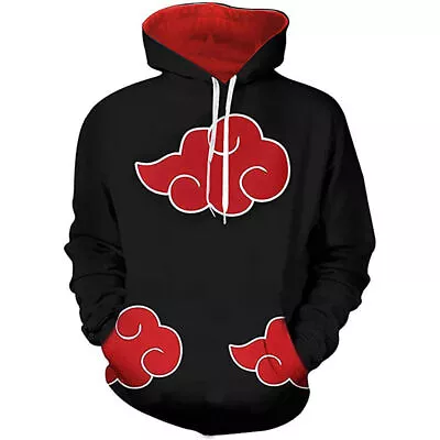 Mens Naruto Akatsuki Hoodie Cosplay Costume Anime Uchiha Itachi Coat Jumper◁ • £17.75