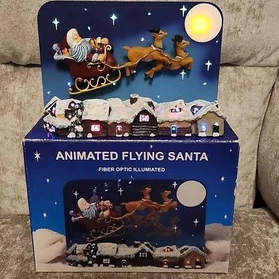 £25 • Buy Vintage Animated Flying Santa. Fiber Optic Illumiated Musical. See Description 