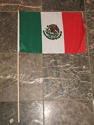 12x18 12 X18  Wholesale Lot Of 3 Mexico Mexican Stick Flag Wood Staff • $13.88