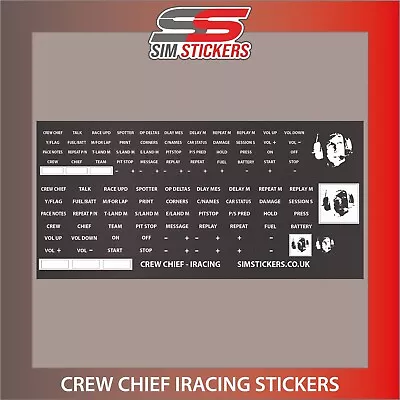 BLACK Crew Chief Stickers For Car Simulator Button Box / Wheel • £6