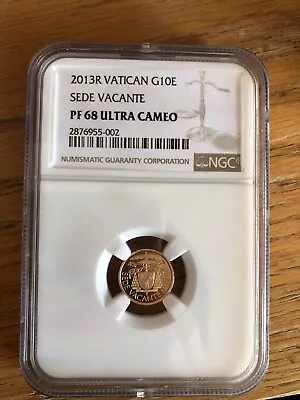 Vatican Gold Coin 10 Euro 2012 SEDE VACANTE 3g NGC PF68 With Original Box • $400