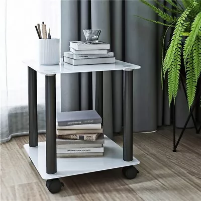 Modern Coffee Table Glass Tea Table Square Table End Table Side Table W/Storage • $46.87