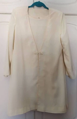 £29.20 • Buy Custom Made Silk  Knee Length Shift Dress And Coat  Size M-L Ivory Fully Lined 