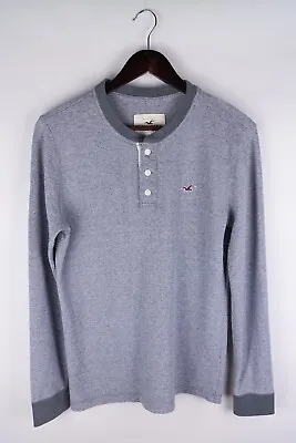 Hollister Men T-Shirt Long Sleeves Casual Grey Cotton Blend Pullover Size S • £23.95