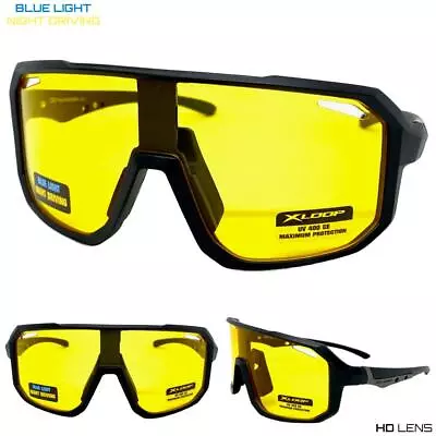 Wrap Shield High Definition Blue Light Night Driving HD Yellow Lens SUN GLASSES • $14.99