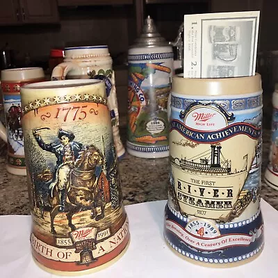 Vintage 1990's Miller Birth Of A Nation Series Beer Steins - Set Of 3 • $15