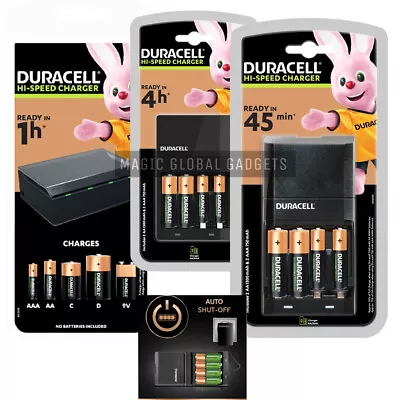 £18.99 • Buy DURACELL BATTERY CHARGER + Rechargeable Batteries AA AAA C D 9V  Pre-Charged UK