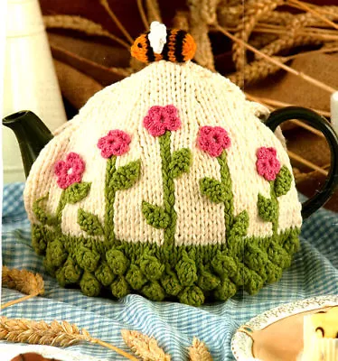 £1.99 • Buy  Tea Cosy With Flowers & Bee Medium Teapot Chunky Wool  Knitting/Crochet Pattern