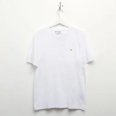 Men's Farah Vintage Alexander Circular Regular Fit Cotton T-Shirt In White • £14.99