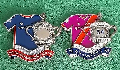 £4.50 • Buy LINFIELD - BELFAST - CHAMPIONS 2019 & 2020 - 2x BADGES - NORTHERN IRELAND 