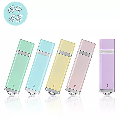 5Pack Multicolor 64GB USB 2.0 Flash Drive Thumb Memory Stick Pen Drive For Music • $20.29