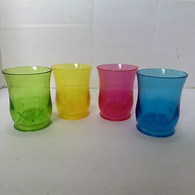 Vintage Kool Aid Man Neon Colored Plastic Cups Lot Of 4 Bradshaw For Kraft Foods • $34.99