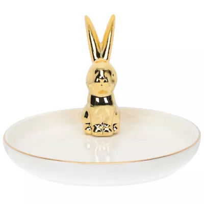  Rabbit Ceramic Plate Tabletop Cactus Ornament Easter Ring Dish Dessert • £13.99