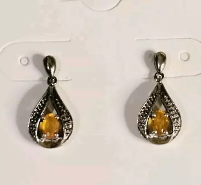 Mexican Fire Opal Marcasite Sterling Silver Stud Earrings • $19.99