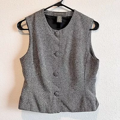 Banana Republic Vest Heath Grey Wool Silk Blend Sleeveless Fitted Lined Top Sz 8 • $18.75