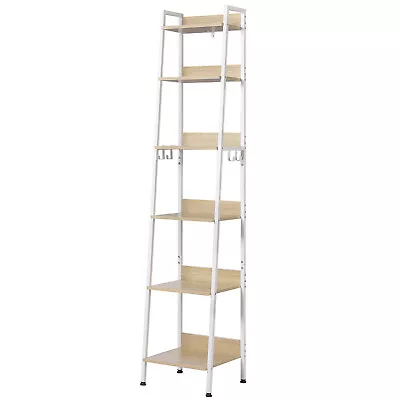 6 Tier Ladder Shelf Storage Shelving Unit Plant Display Stand Bookshelf W/ Hook • £44.99