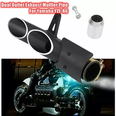 38-51mm Dual Outlet Motorcycle Exhaust Muffler Tail Pipe For Yamaha YZF-R6 • $50.79