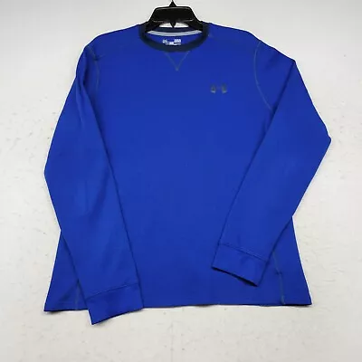 Under Armour Shirt Mens Large Blue Coldgear Thermal Long Sleeve Outdoor Sports • $26.99