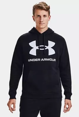 Men's Under Armour Rival Fleece Big Logo Hoodie Black Size Large 1357093-001 • $26