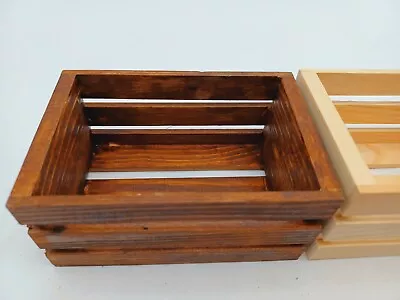 $7.97 • Buy Set 2-Stained  And Unfinished Crate Wooden Box Wood Jewelry Case