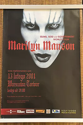 MARILYN MANSON Original Concert Poster Warsaw Poland God Guns Gov’t Tour 2001 • $49.99