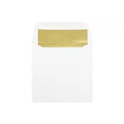 JAM Paper 6 X 6 Square Foil Lined Invitation Envelopes White With Gold Foil • $27.99