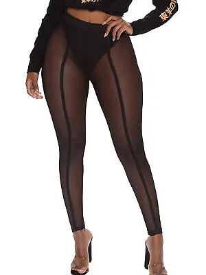 Sexy Womens See-through Mesh Leggings Yoga Fitness Skinny Pants Clubwear Bottoms • $5.39