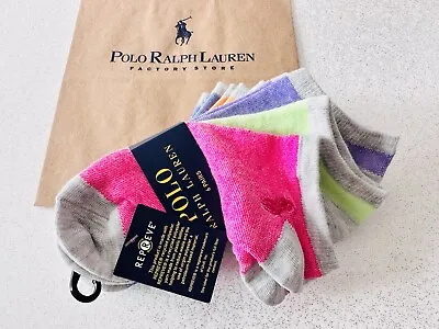 Polo Ralph Lauren Women Low Profile Sport Ankle  Socks 6 Pairs MULTI • £34.99