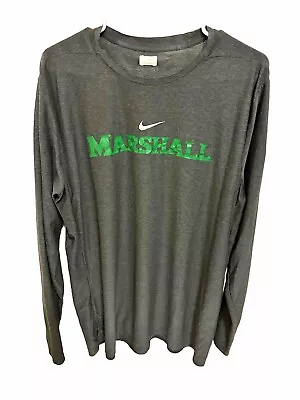 Marshall Thundering Herd Football Team Issued Long Sleeve Tee Shirt XL Nike Gray • $20