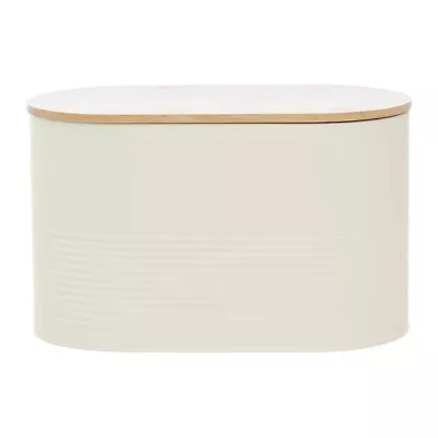 Alton Cream Metal Bread Bin With Natural Bamboo Lid Practical Addition To Kitche • £27.99