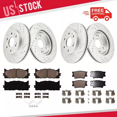 Front Rear Drilled Rotors Brake Pads For 2008-11 Toyota Camry Avalon Lexus ES350 • $197.07