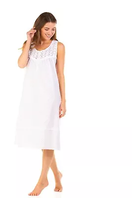 LADIES La Marquise SLEEVELESS LACE DOT WOVEN COTTON MIX SUMMER NIGHTDRESS S-XXL. • £16.95