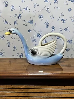 Vintage Zanesville Ohio Blue Swan Watering Can Pitcher MCM Nouvelle Pottery EC • $49.99