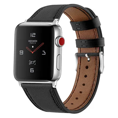 $14.99 • Buy For Apple Watch IWatch Genuine Leather Band Series 8 7 6 Strap 38/40/41/42/44/45