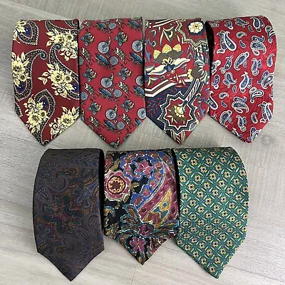 LIBERTY OF LONDON Lot Of 7 Ties Paisley Floral Whimsical Geometric Green Red VTG • $39.99