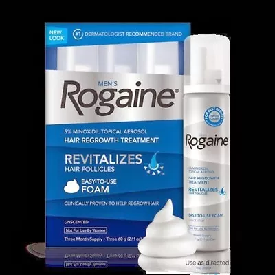 Exp 11/2023 Rogaine Hair Regrowth Men 5% Minoxidil Topical Foam 3 Month • $29.95