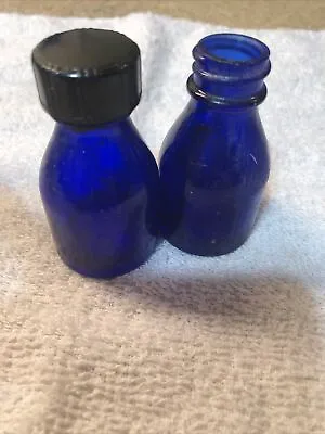 Vintage Vicks Va-Tro-Nol Cobalt Blue Glass Bottle Small Pair Free Shipping • $28