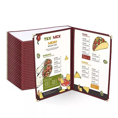 WeChef 30 Pack Restaurant Menu Covers 8.5 X14  Double Fold 2 Pages 4 Views Cafe • $71.91