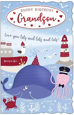 £1.50 • Buy Happy Birthday Grandson LARGE Greetings Card 8 Page Insert Luxury Board Decoupag
