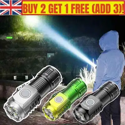 Three-Eyed Monster Mini Flashlight Rechargeable LED Flashlights High Lumens KH • £1.19