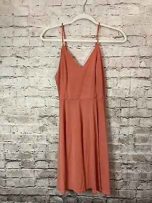 Soprano Women’s Dress Large Fit & Flare Coral Orange Sleeveless RacerBack Modal • $12.74